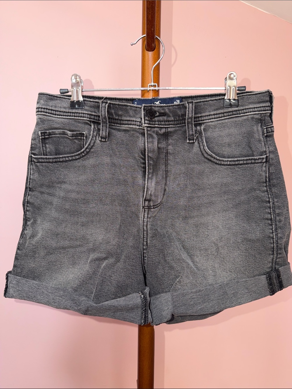 Hollister Gray High-Rise Rolled-Hem Jean Shorts